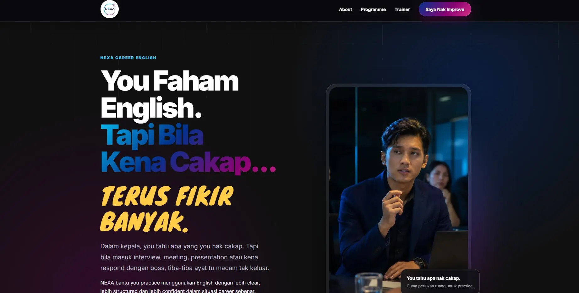 NEXA Academy public website interface